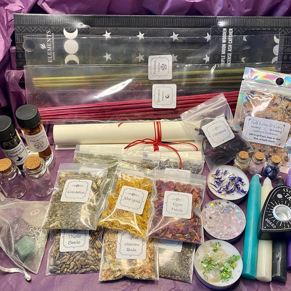 Large Witch Starter Box, Witchcraft Kit, Spells, Supplies, Crystals, Baby Witch Starter, Witchy Box, Pagan,  Wiccan, Witch Gift