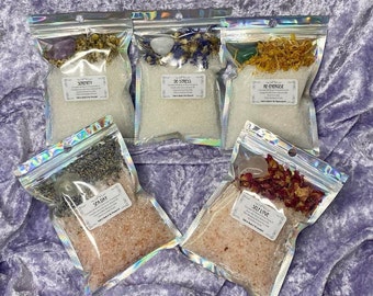 Self Care Aromatherapy Bath Salts with Crystal Set – Natural, Relaxing, Healing Spa & Ritual Bath Gift for Her, Soothing Gift for Self Care
