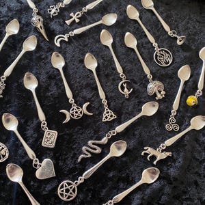 Little Witchy Spoon with Charm, Small Apothecary Spoons, Witchcraft Spell & Ritual Spoon, Witch Altar Decor, Witches Charm Pendant, Talisman
