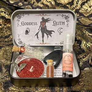 Goddess Lilith Altar Tin, Dark Moon Lilith Shrine Tin, Lilith Altar Decor, Witchcraft box, Goddess decor, Witch Gift, Pagan, Wicca,