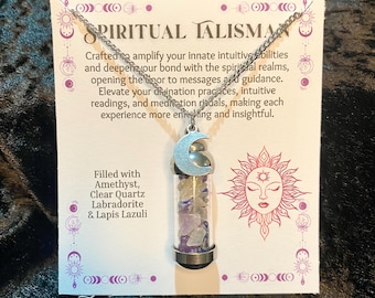 Spiritual Crystal Necklace: Crystals for Divination, Intuition, Spiritual Connection, Spiritual Gift, Witch Talisman