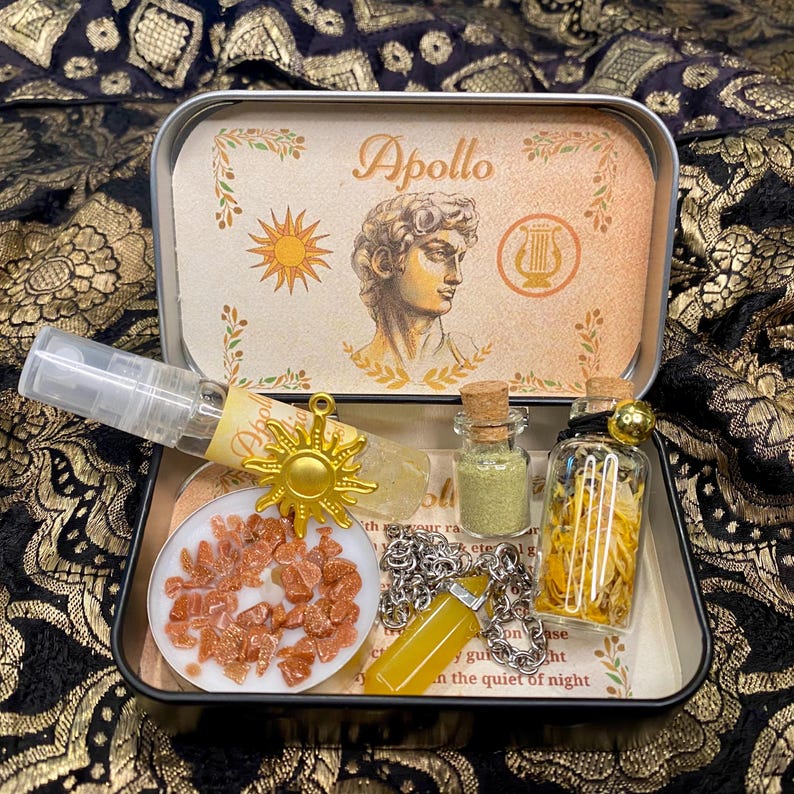 Apollo Altar Tin, Greek God Apollon Shrine Tin, Apollo Offering, Deity Altar, Witchcraft box, Deity decor, Greek God Gift, Hellenism, Wicca image 9