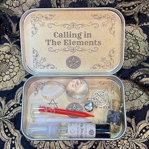 Witchcraft Altar Tin, Elements Kit, Pagan Wicca Gift