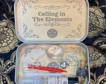 Witchcraft Altar Tin, Elements Kit, Pagan Wicca Gift