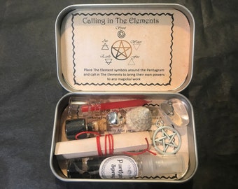 Witchcraft Altar Tin, Witch Elements Altar Tin, Baby Witch Kit, Portable Travel Tin, Pocket Edition Tin, Wicca, Pagan, wicca, witch gift box