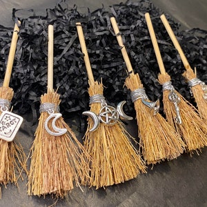 Mini Witches Broomstick, choice of Charms, Witchcraft Besom Broom, removes negativity, talisman, witch gift, witch decor, pagan, wicca, gift