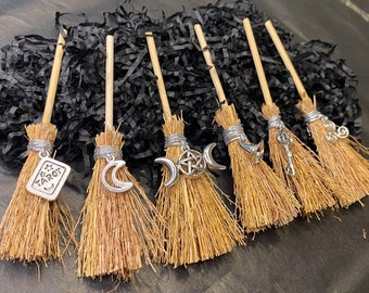 Mini Witches Broomstick, choice of Charms, Witchcraft Besom Broom, removes negativity, talisman, witch gift, witch decor, pagan, wicca, gift
