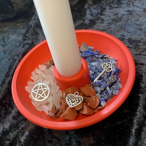 Love Candle Holder Bowl, Love Spell Bowl, Altar Offering Dish, Witchy Décor, Witchcraft Supplies, Pagan, Wiccan, Spiritual Gift, Witchy Gift