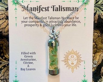 Manifest Talisman Necklace: Crystals for Abundance, Prosperity and Good Luck,  Witchy Jewellery