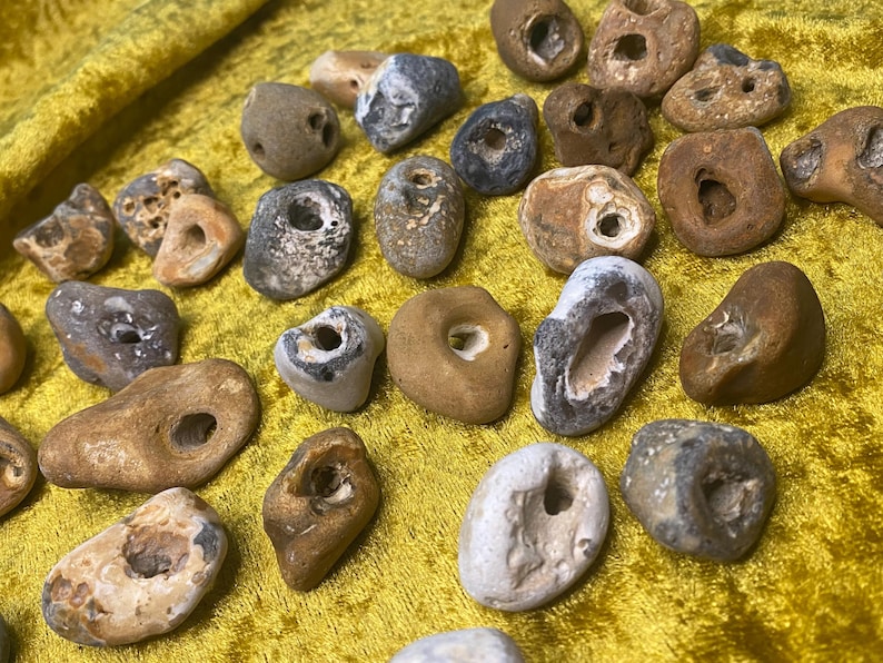 2-4 Celtic Hag Stones (small) Multipack, Odin Stone, Holey, Adder Stone, Pagan, for crafting, talisman, Witch Gift, Wiccan Gift image 4
