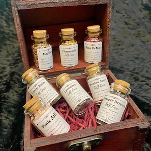 Apothecary Set of Self Care Herb Bottles, Make Your Own Witch Bottles, Witch Chest, Wiccan Spellcasting Box, Self Love Witchcraft Bundle