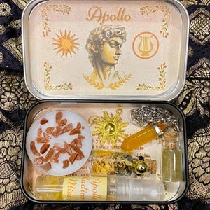 Apollo Altar Tin, Greek God Apollon Shrine Tin, Apollo Offering, Deity Altar, Witchcraft box, Deity decor, Greek God Gift, Hellenism, Wicca image 2