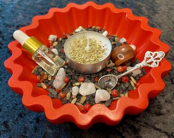 Schutzsalzschüssel, schwarze Hexensalzschüssel, Verbanne Negativität in deinem heiligen Raum, Hexen-Ritual-Altar-Teller, Wicca, Pagan, Hexengeschenk