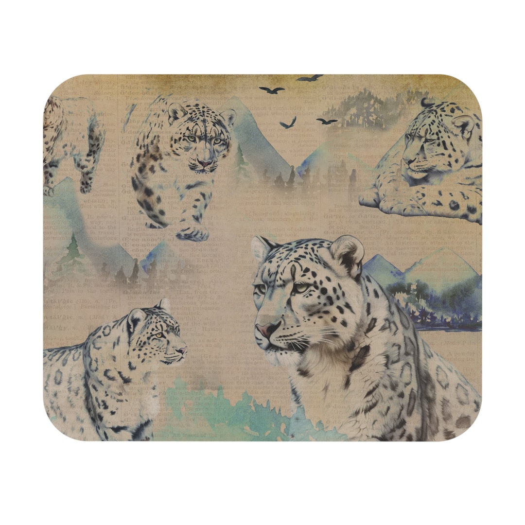 Snow Leopard Mouse Mat. Artic Big Cat Wildlife Animal Mousepad Etsy