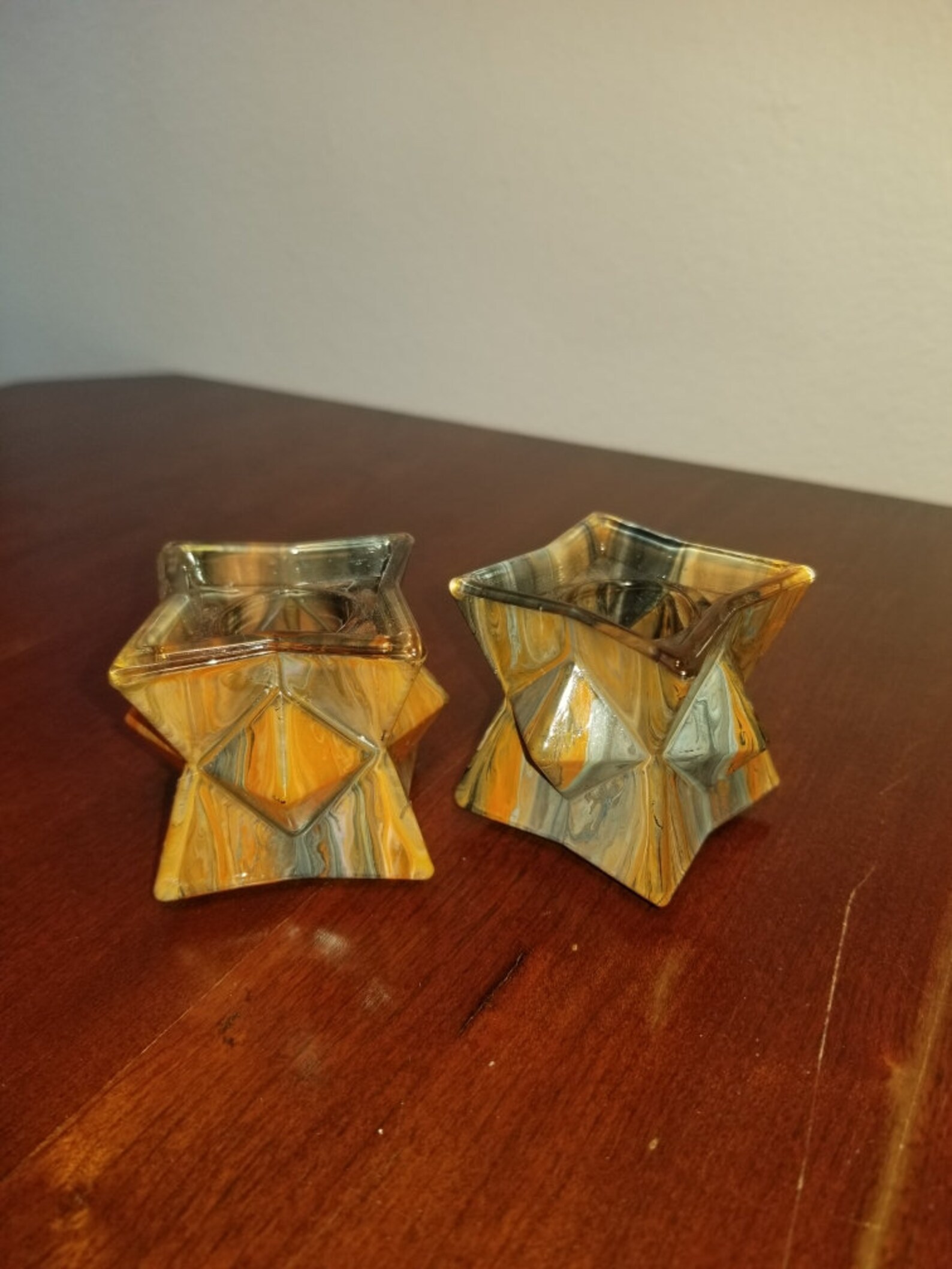 Antique 24 lead crystal star candle holder set Etsy