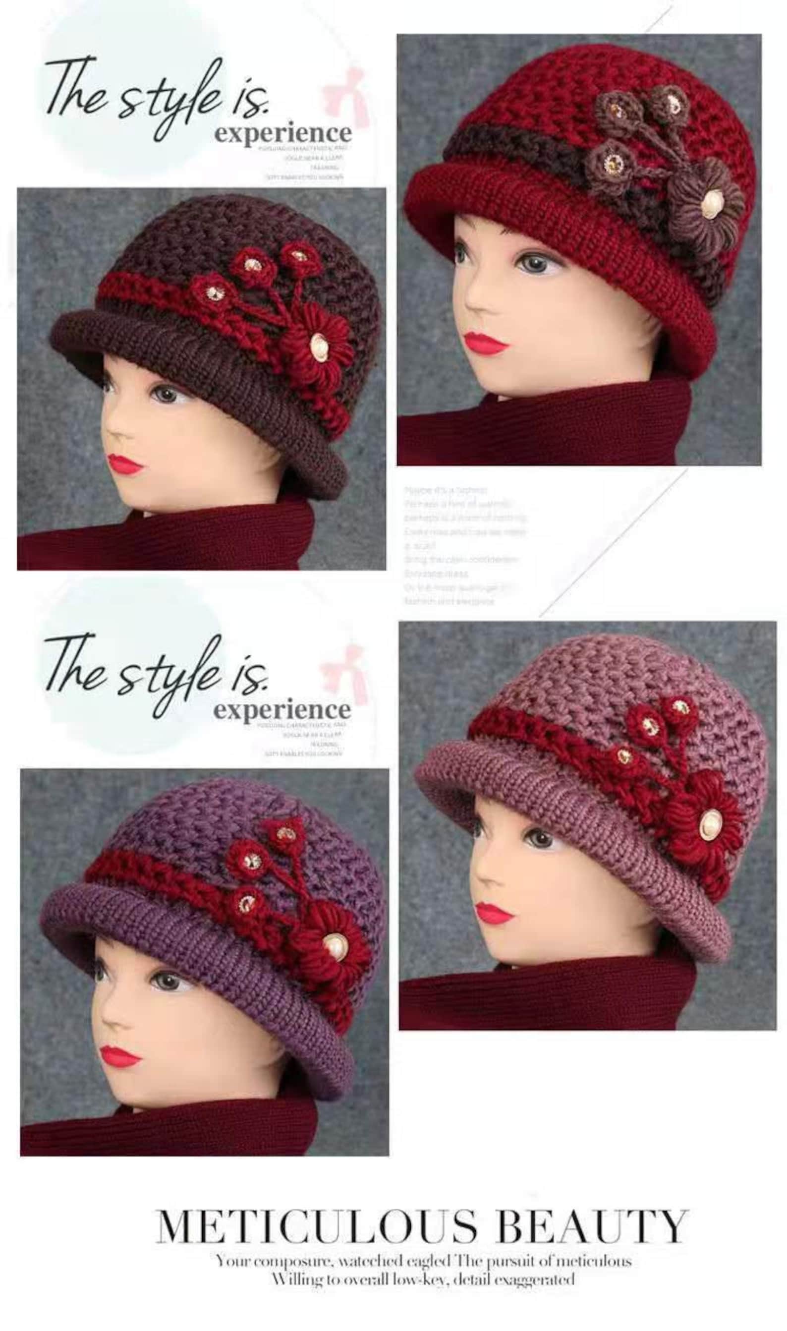 Elderly winter hat women's grandma knitted warm hat Etsy