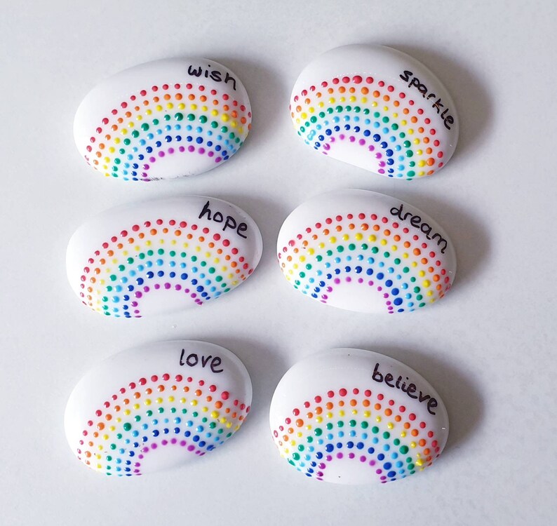 Rainbow token rainbow pebble painted stone rainbow gift Etsy