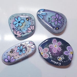 Bee Affirmation Stones – Set of 4 Hand-Painted Kindness Rocks | Inspirational Gifts, Bee Kind, Bee Brave, Bee Happy, Bee You