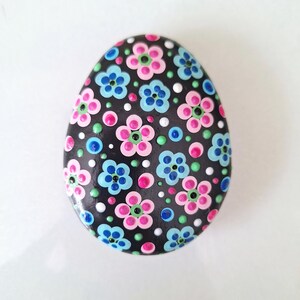 Hand Painted Mandala Stone: Colorful Dot Art Garden Decor