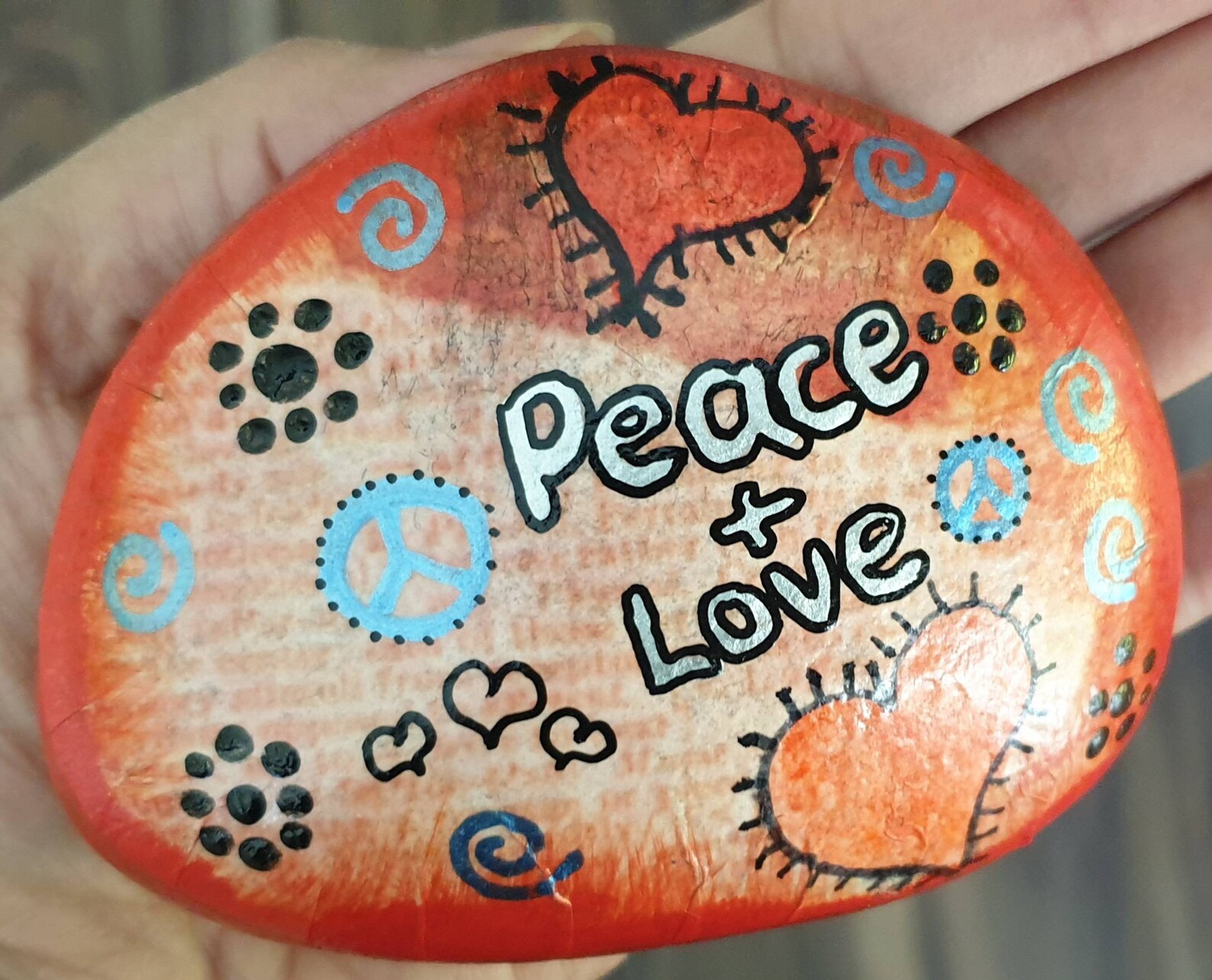 Peace and love painted rock rock art positive quote stone Etsy