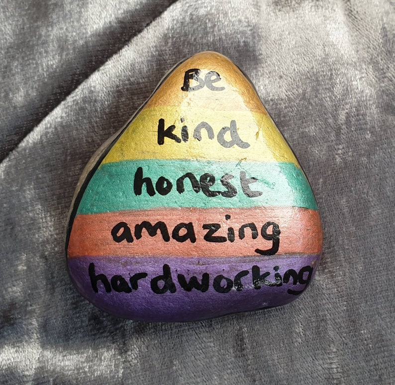 amazing inspiration stone hardworking painted pebble hand painted rock Be kind honest children/'s mental health gift kindness pebble