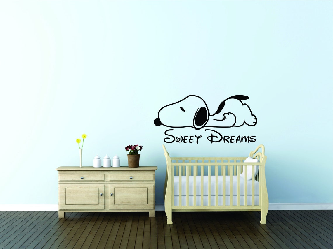 Snoopy Nursery Wall Decal Good Night Sleep Crib Room Decor Etsy