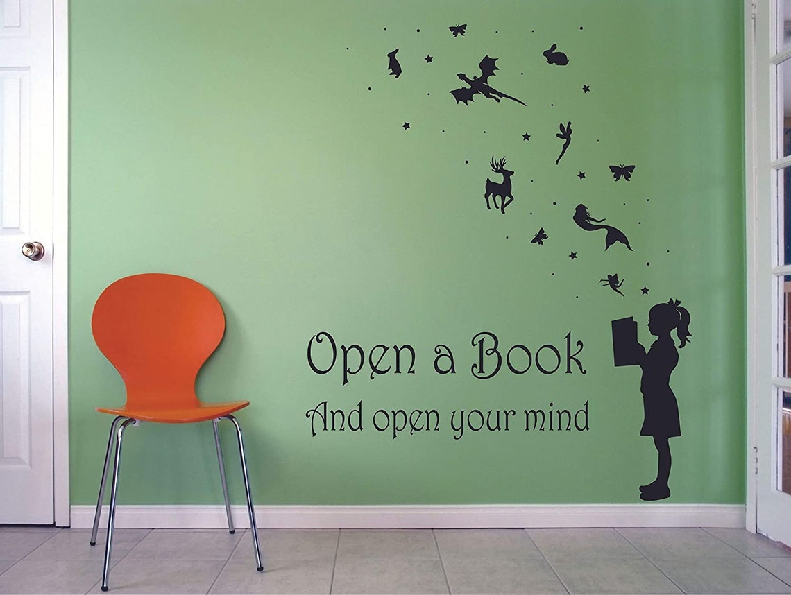 Reading Books Motivation Quotes Wall Sticker Vinyl Decal for Etsy