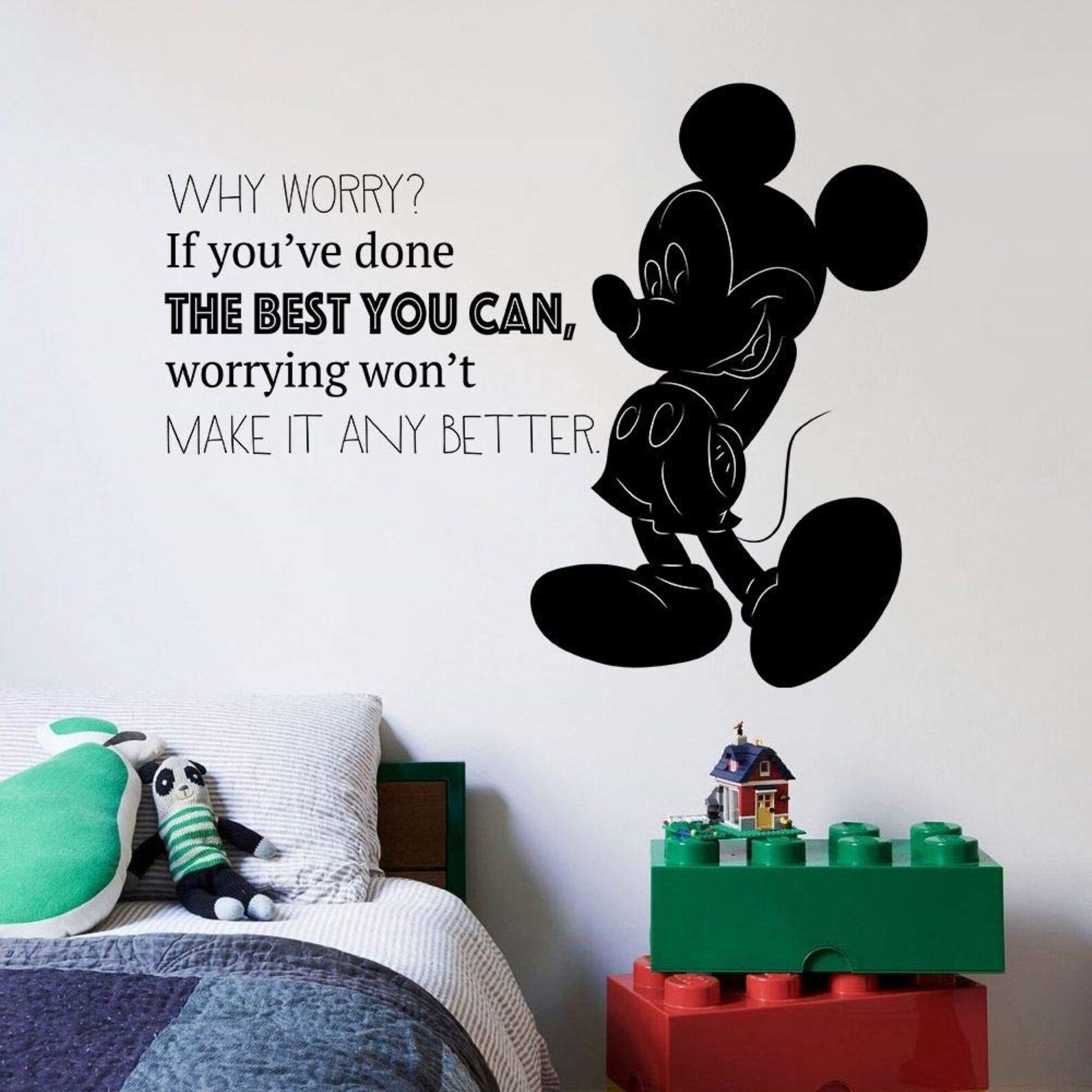 Why Worry Quote Mickey Mouse Walt Disney Cartoon Quotes Wall | Etsy