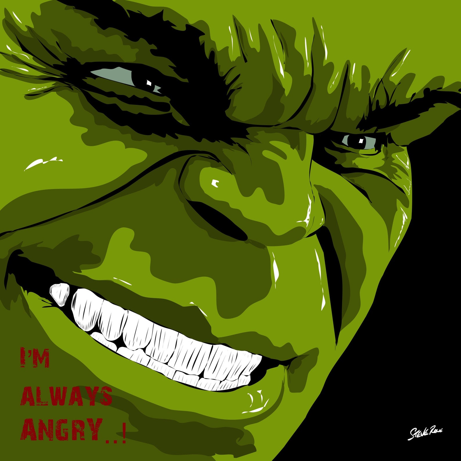 Portrait de hulk im always angry etsy