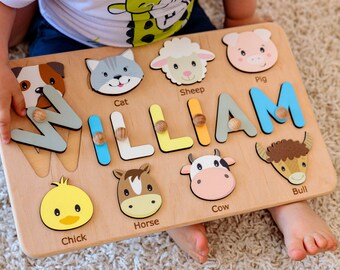 Name Puzzle, Personalized puzzle, wooden name puzzle, custom name puzzle, new baby gift, Montessori board, baby shower gift