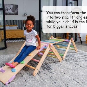 Transformable Climbing Pikler Triangle, Climbing Arch with Ramp, Montessori furniture, climbing gym, climbing furniture, climbing toddler image 2