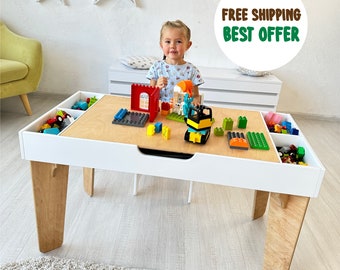 Kids activity table, Building bricks table with storage, Building blocks table, train table, kids desk, art table, playroom, kids table