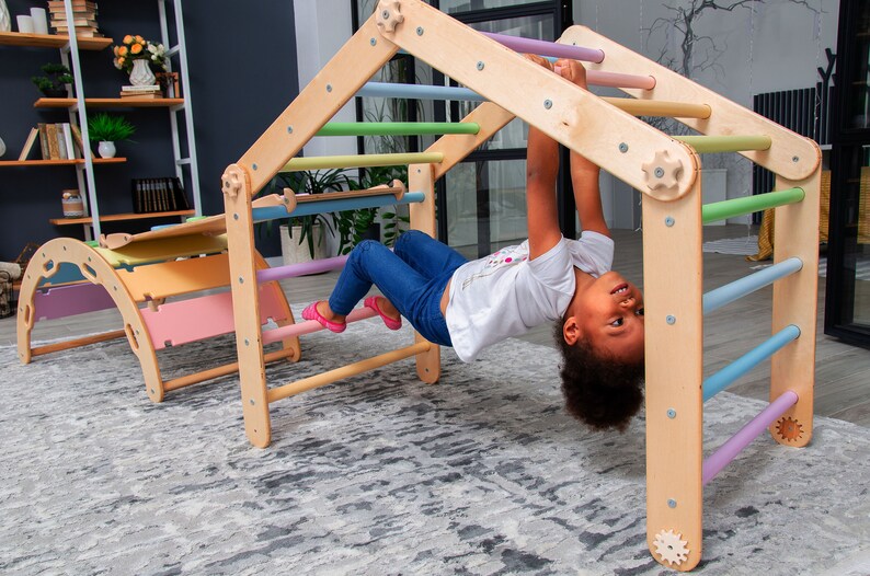 Transformable Climbing Pikler Triangle, Climbing Arch with Ramp, Montessori furniture, climbing gym, climbing furniture, climbing toddler image 3