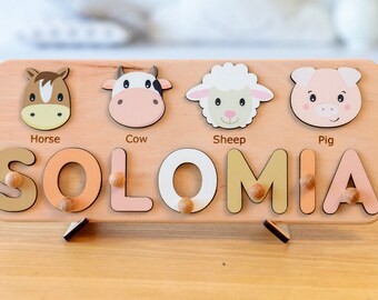 Name Puzzle, Personalized puzzle, wooden name puzzle, custom name puzzle, new baby gift, Montessori board, baby shower gift