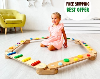 Balance beam, Montessori balance, Stepping stones for kids, double sided balance beam, toddler balance board, Obstacle Course, balance path