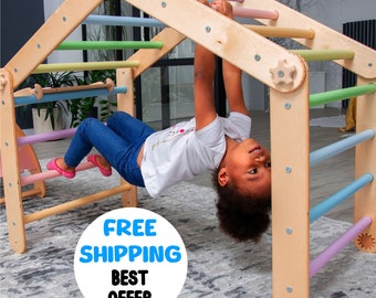 Transformable Climbing Triangle, Pikler triangle and Climbing Arch with Ramp, Montessori furniture, Piklers triangle set, Climbing gym