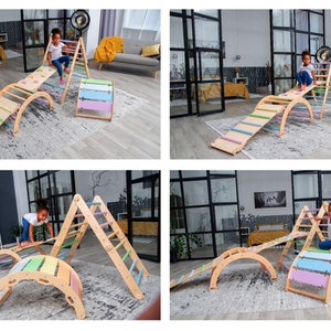 Transformable Climbing Pikler Triangle, Climbing Arch with Ramp, Montessori furniture, climbing gym, climbing furniture, climbing toddler image 7