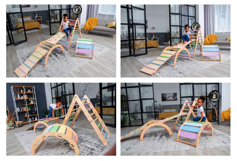 Transformable Climbing Pikler Triangle, Climbing Arch with Ramp, Montessori furniture, climbing gym, climbing furniture, climbing toddler image 7