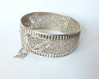 Art Nouveau bangle, silver jewelry, handwork, boho, filigree handwork