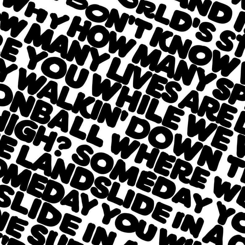 Champagne Supernova Lyrics Portrait Illustration Print Unframed Posters