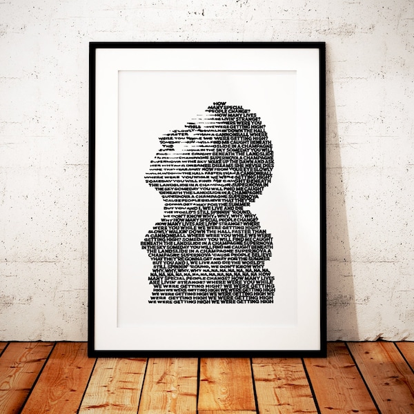 Champagne Supernova | Lyric | Portrait | Illustration | Print | Unframed | Poster | Manchester | Wall Art | Music Lover | Gift