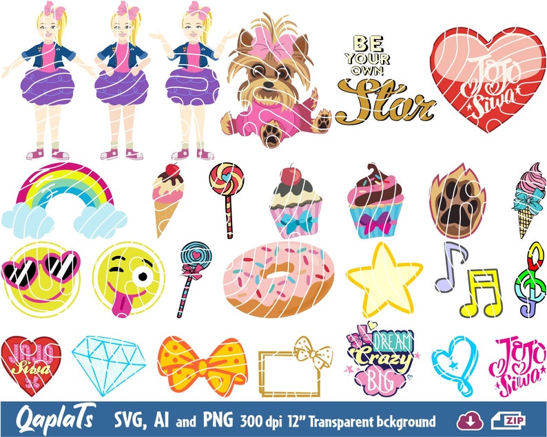 Jojo Siwa & Bow Bow 20 Cliparts and Logos Svg File for | Etsy