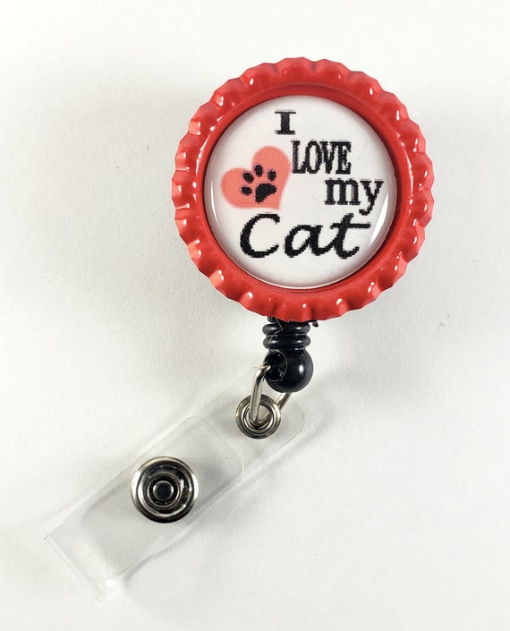 Cat Badge Reels, Key Card Accessories for Nurses, Teacher Work Retractable ID Holder, Professional Name Tags, Animal Lover Alligator Clips
