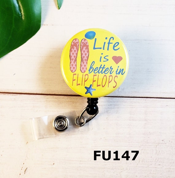 Flip Flop Badge Reels, Interchangeable Toppers With Velcro, Accessories for  Keycard Retractable Alligator and Belt Clips, Nurse ID Holders 