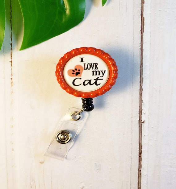 Cat Badge Reels, key card accessories for nurses, teacher work retractable  ID holder, professional name tags, animal lover alligator clips