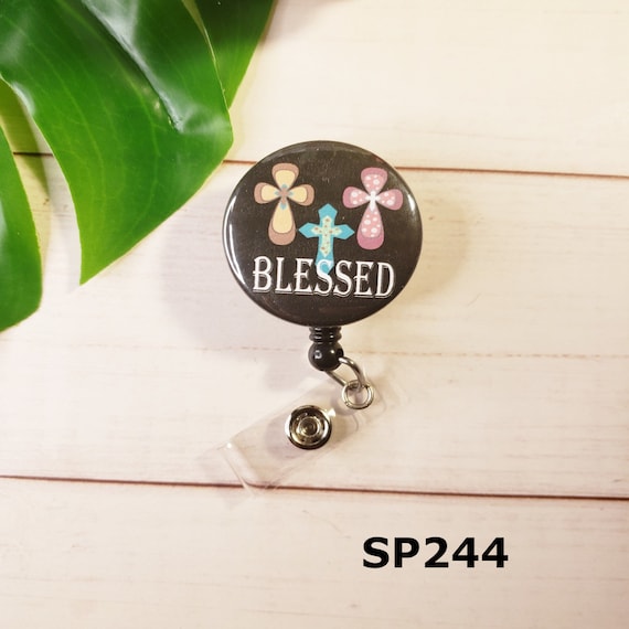 Blessed Christian Badge Reel, Religious Id Display Holder