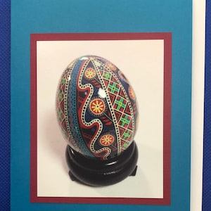 Oeuf de Pâques ukrainien carte de voeux pour toute occasion oeuvre d'art originale Pysanky carte de célébration pour elle carte d'anniversaire faite main pour lui enveloppe