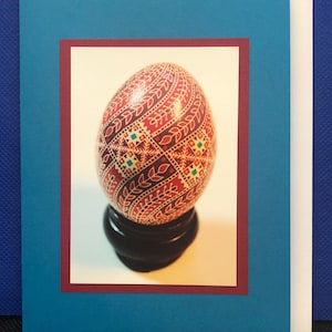 Carte de voeux Pâques ukrainienne Pysanky assemblée à la main Carte vierge pour toute occasion Enveloppe de carte d'anniversaire vierge Pysanky peinte à la main
