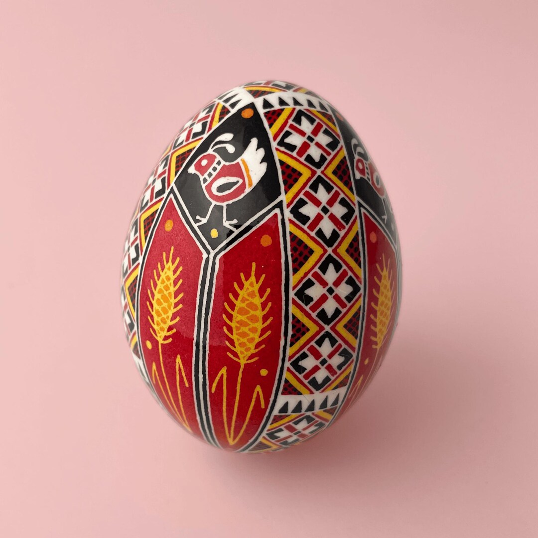 Red Ukrainian Pysanky Easter Egg Keepsake Hand Painted Traditional ...