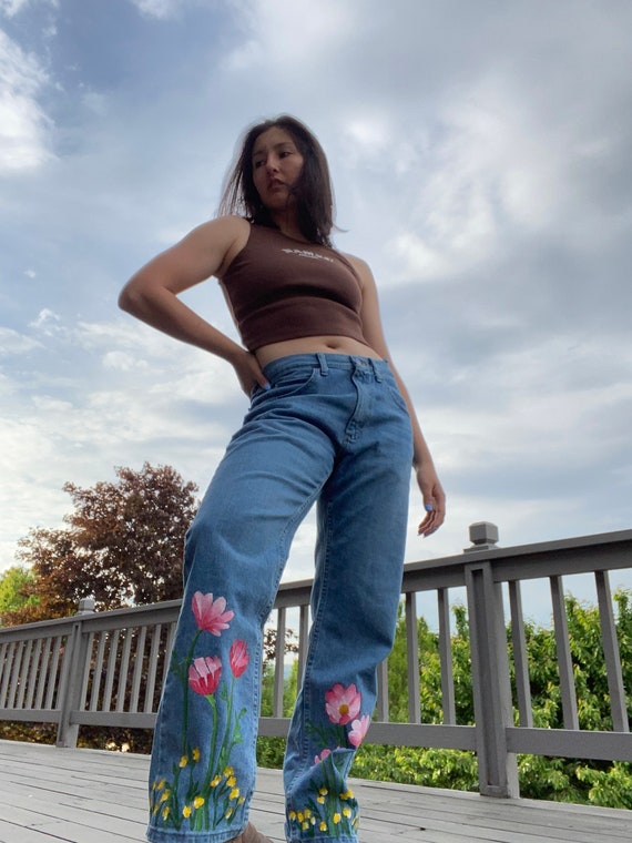 pink paint splatter jeans